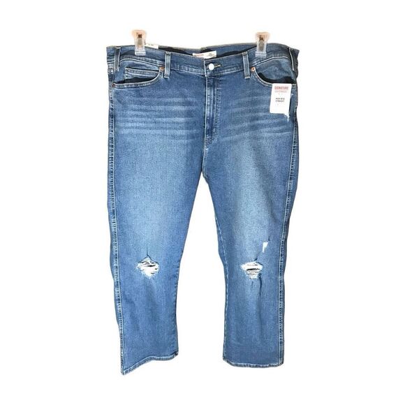 Levi’s Women's Plus SZ 22/36 straight leg Denim Blue Jeans high rise New w/tags - Picture 1 of 4